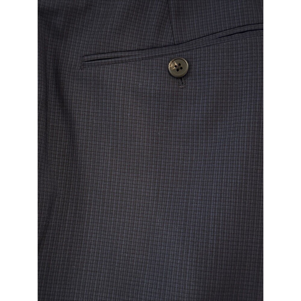 Theory Mayer Blue Wool Pattern Plaid Stretch Suit Pants | 33W - Picture 7 of 16